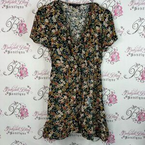 Dynamite dress Vneck orange yellow Black Floral Mini Dress flowers